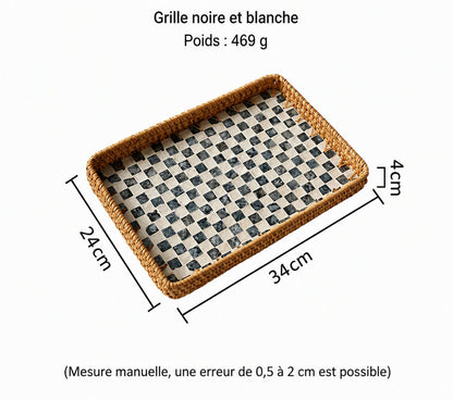 Panier de rangement  en rotin motif carreaux