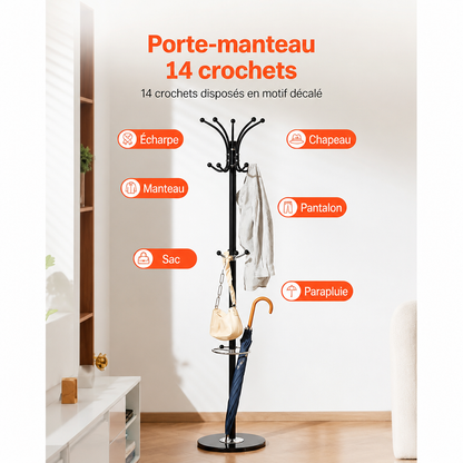 Porte manteau 14 crochets disposé