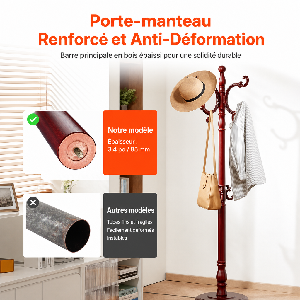 Porte manteau renforcé et anti-déformation