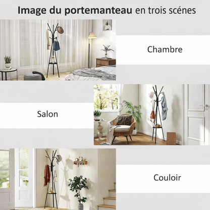 Porte-manteau style nordique dans 3 scènes différentes 