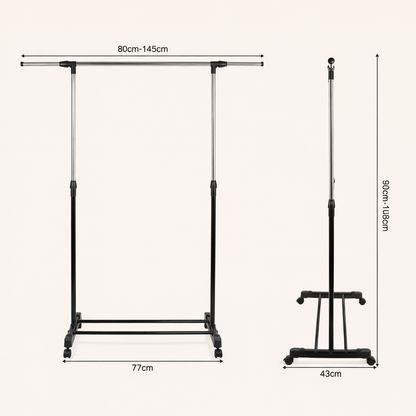 Dimensions du porte-manteau mobile réglable