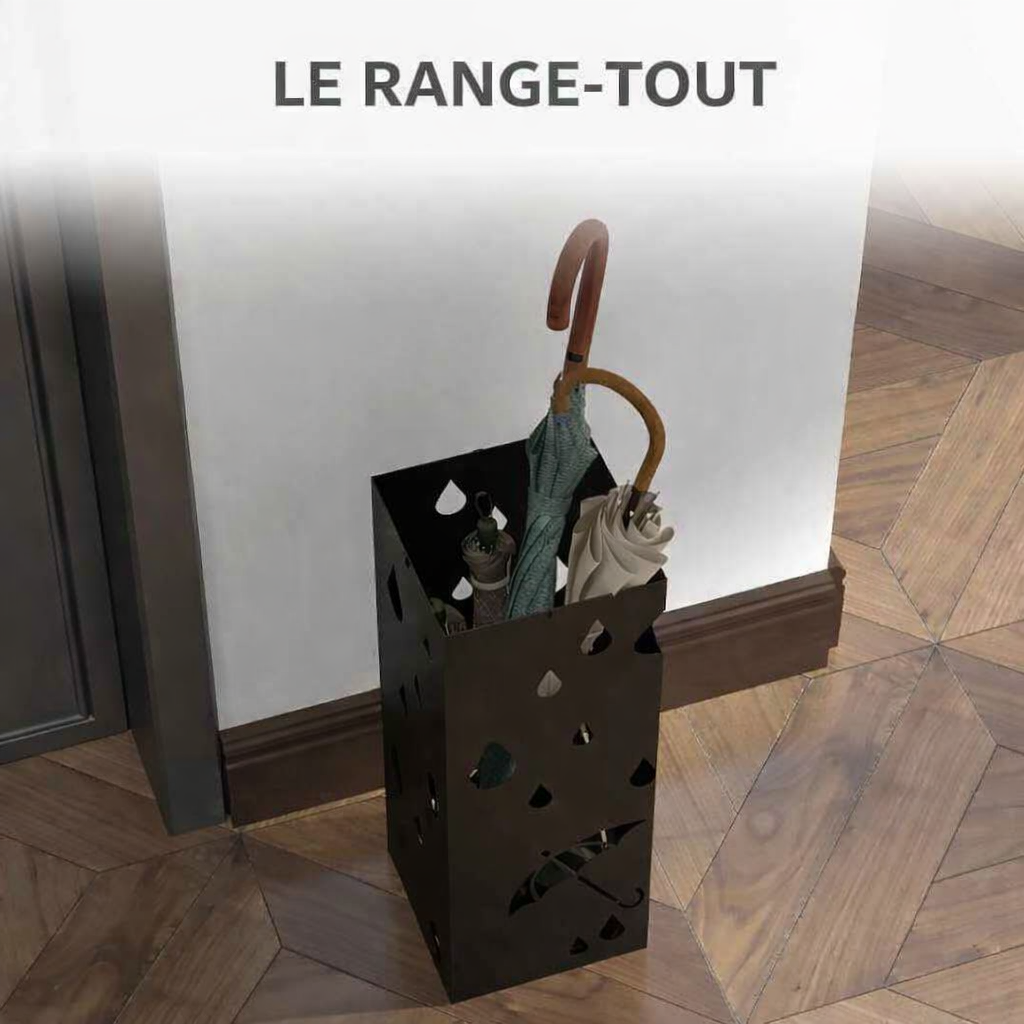 Porte parapluie noir LE RANGE-TOUT dans une entrée