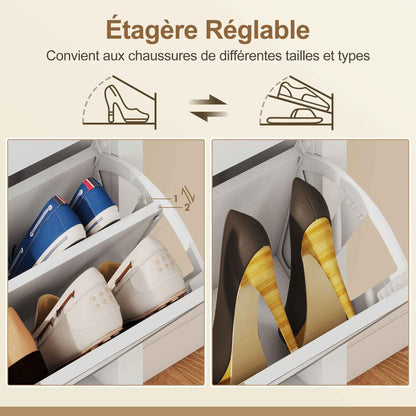 Visuel sur l'étagère réglable du meuble à chaussure d'entrée