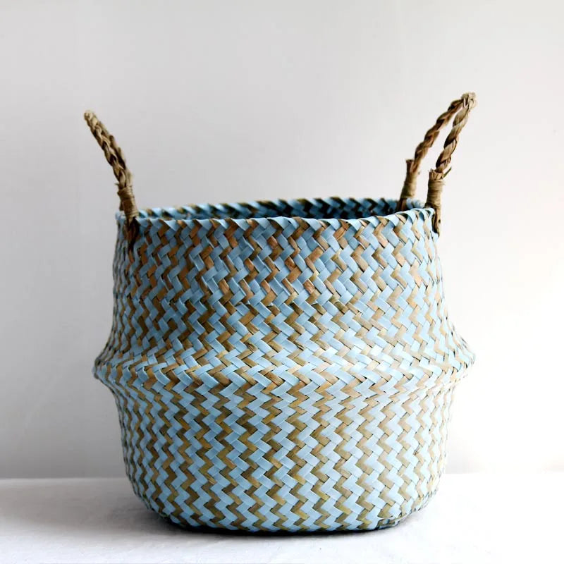 Visuel du panier de rangement bleu et brun